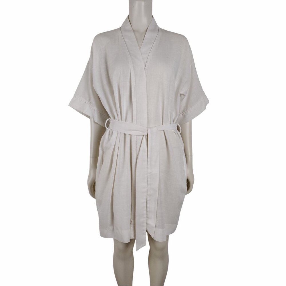 Vintage 1980s Christian Dior White Cotton Blend Lightweight Robe With Pockets